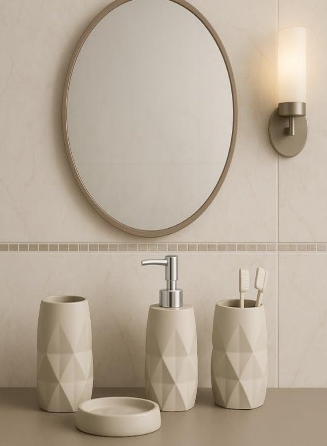 PLIO Bathroom Accessories Set of 4, Modern Bath Set with Liquid handwash Soap Dispenser and Toothbrush Holder| Luxury Gift Accessory for Home (Grey) 2 - Image 1